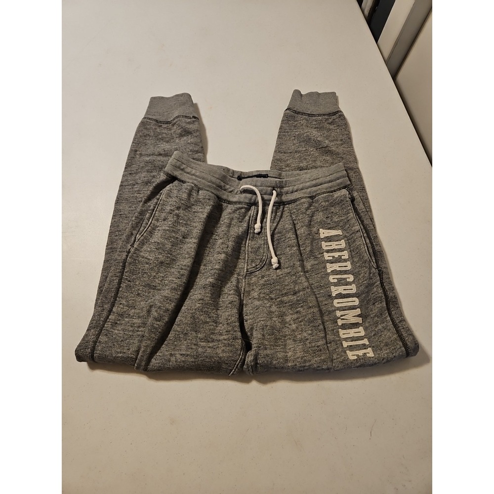 VTG Y2K Abercrombie & Fitch Cropped Jogger Sweatpants Leg Spell Out Grey S(A1043